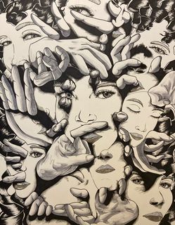 Hands white sweatshirt JordanDuellArt