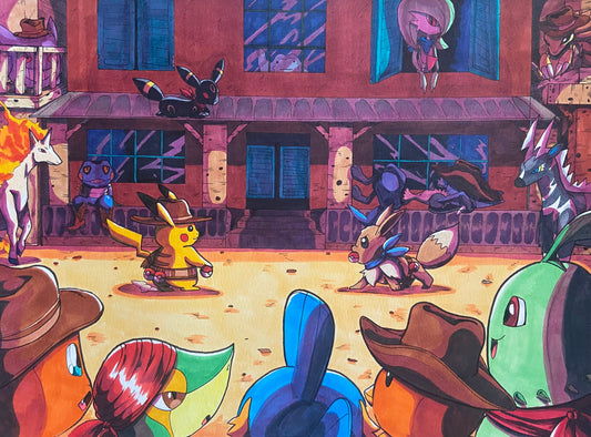 Pikachu vs eevee sketch JordanDuellArt